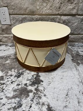 NEW Dillards Southern Living Cream and Gold Decorative Drum Accent
